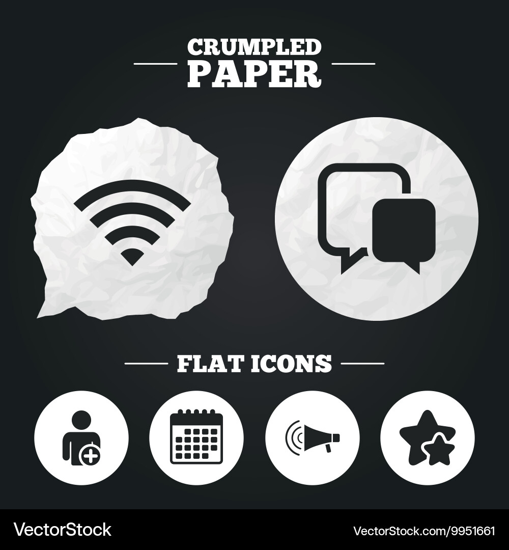 Wifi and chat bubbles add user megaphone vector image