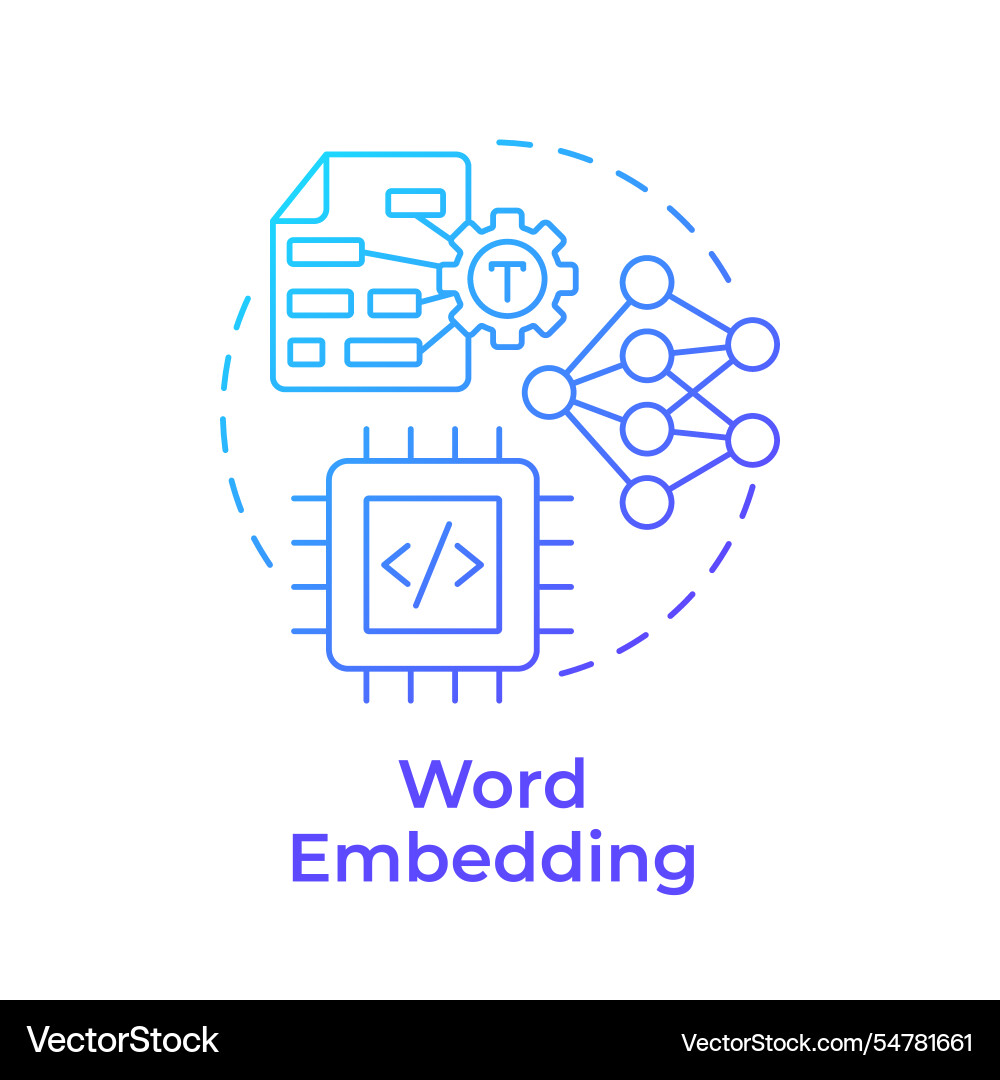 Word embedding blue gradient concept icon Word embedding blue gradient concept icon vector image