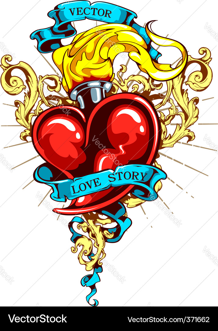 Burning Heart Emblem vector image
