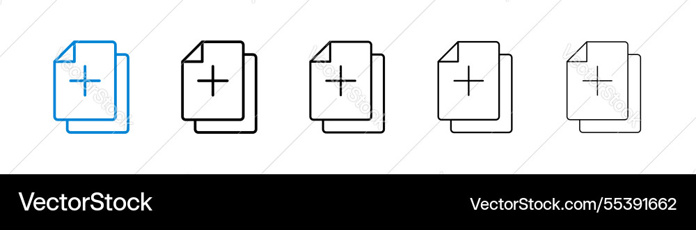 Duplicate icons in five different stroke sizes vector image