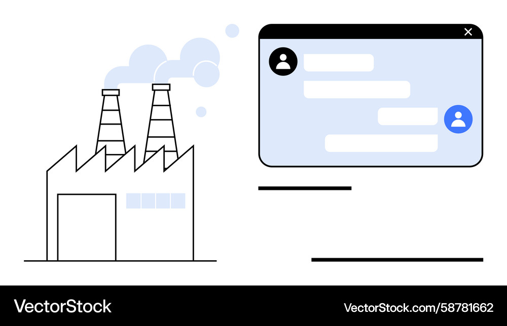 Factory building with chat interface merging Factory building with chat interface merging Vector Image