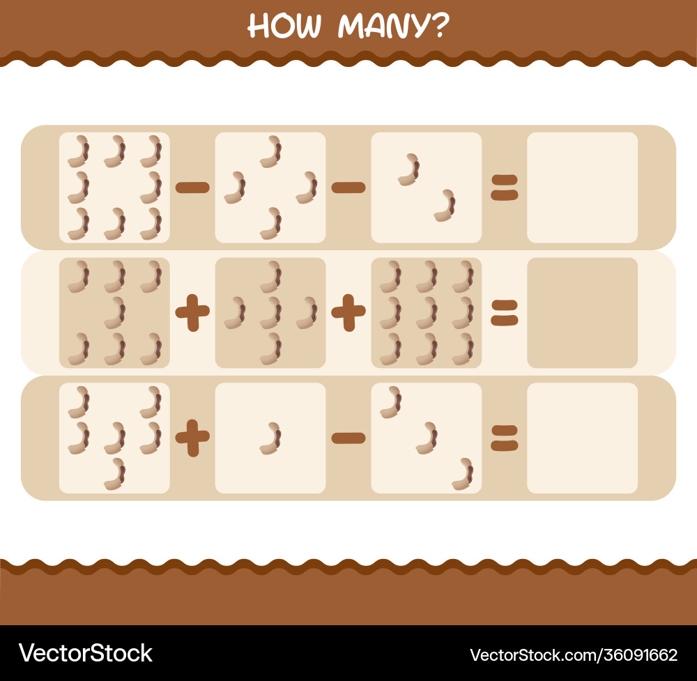 How many cartoon tamarind counting game How many cartoon tamarind counting game Vector Image