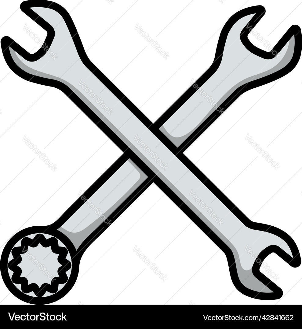 Icon of crossed wrench vector image