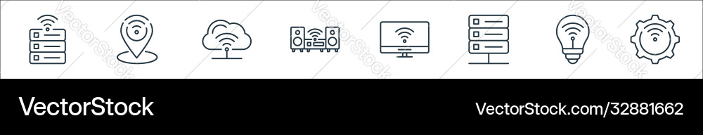 Internet things line icons linear set quality Vector Image