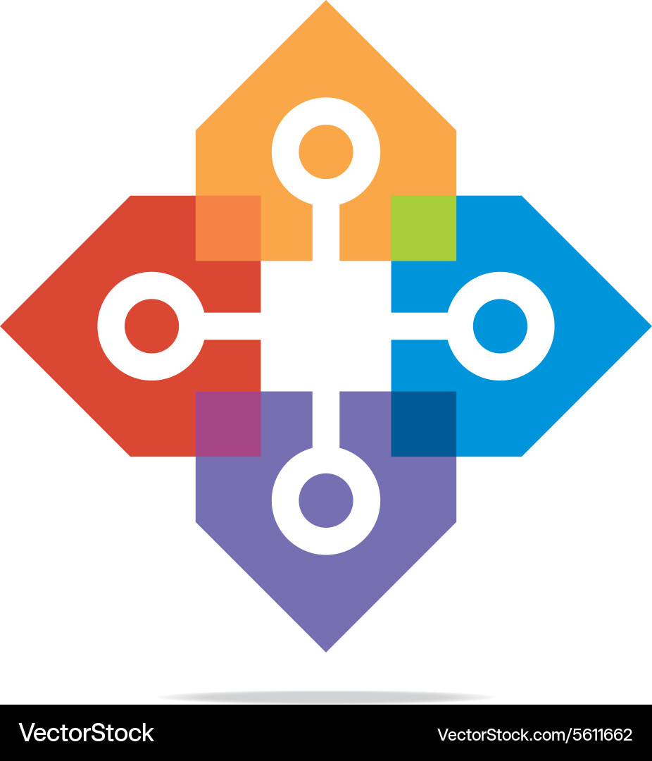 Logo abstract connection circle square element vector image