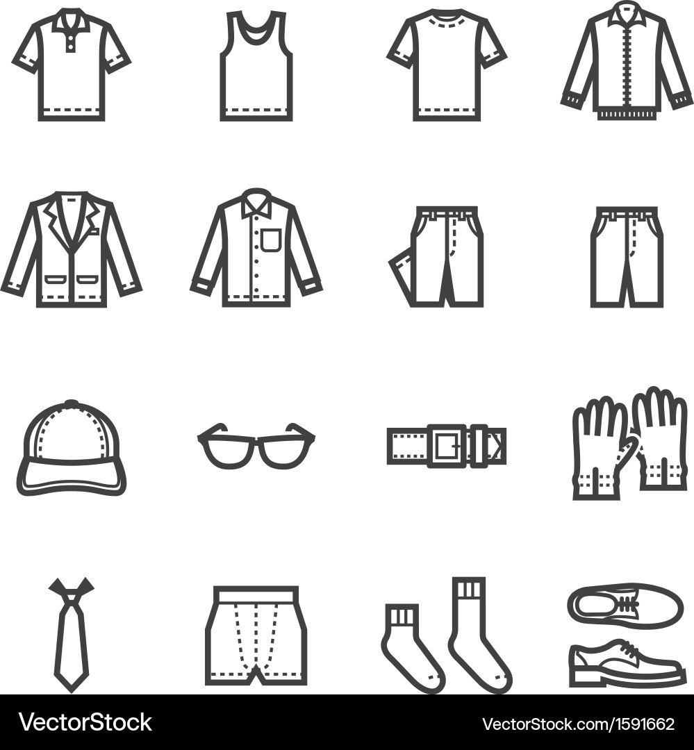 Men's Clothing Icons Vector Image