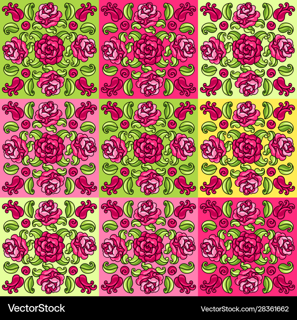 Mexikanische talavera Keramikfliesenmuster mit Blumen Mexikanische talavera Keramikfliesenmuster mit Blumen vektorbild