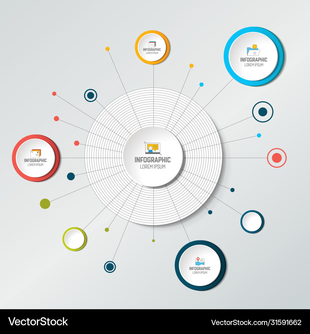 Net molecule structure with circles infographic Net molecule structure with circles infographic vector image