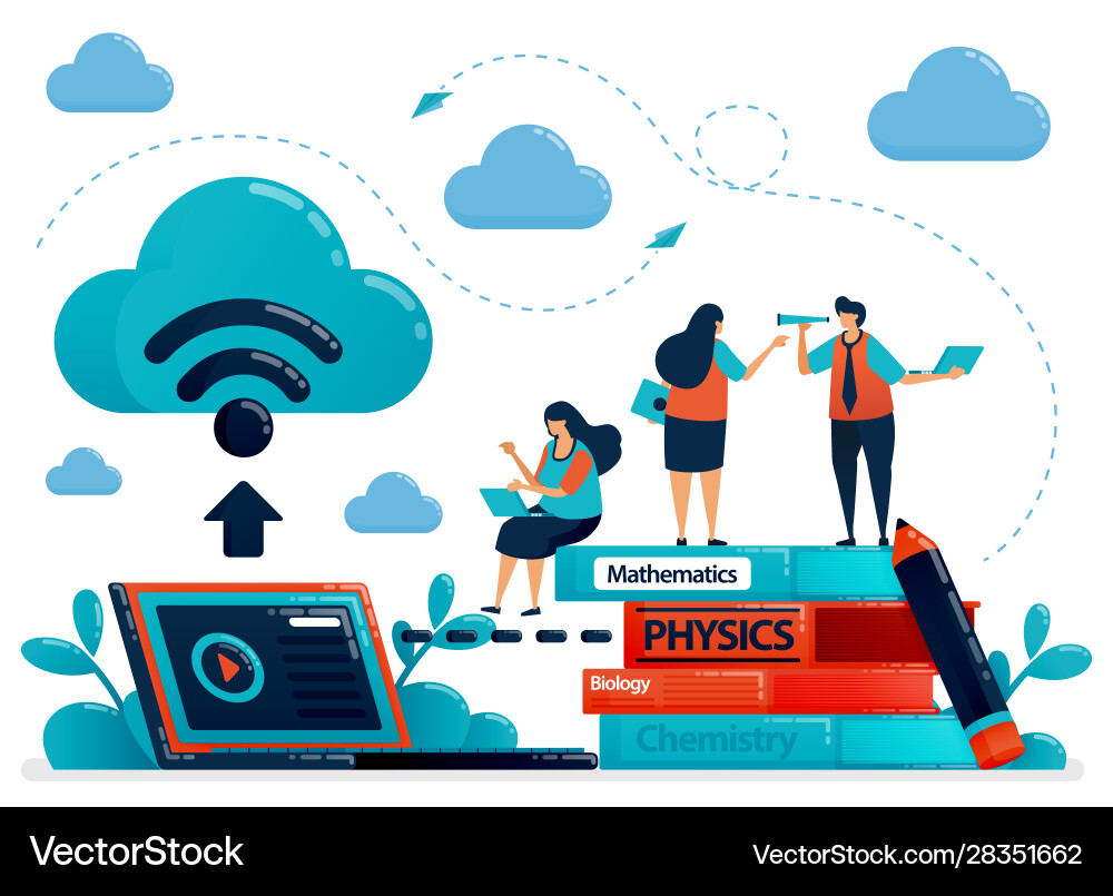 Online learning or e-learning with cloud internet Vector Image