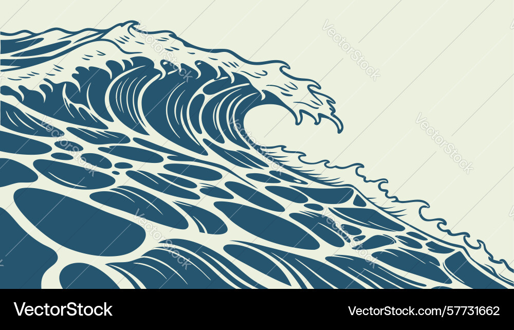 Powerful ocean wave with bubbling foam dynamic Vector Image