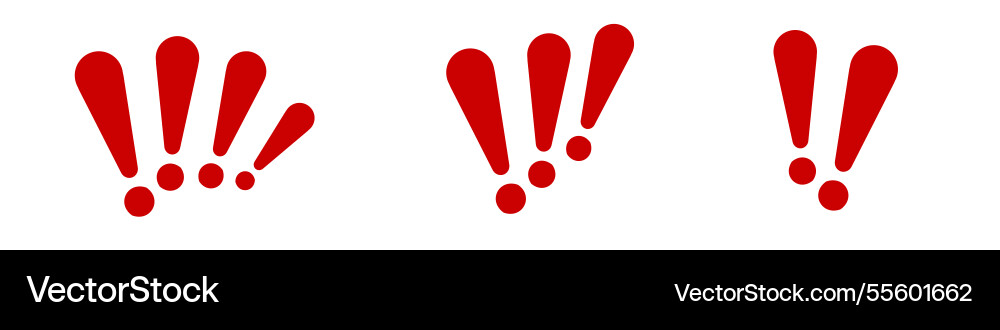 Red exclamation marks in different sizes vector image