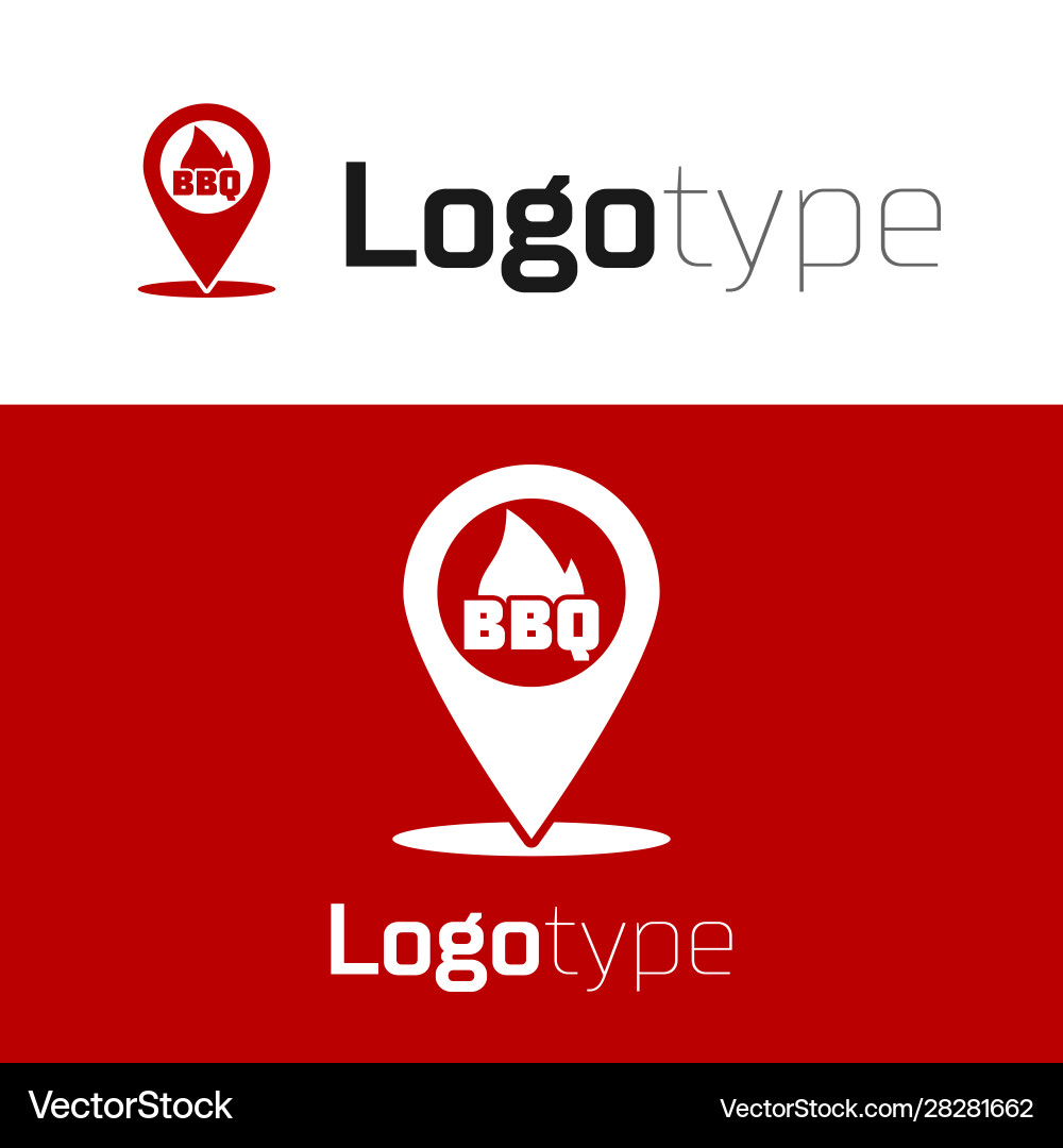 Red map pointer with barbecue icon isolated Red map pointer with barbecue icon isolated vector image