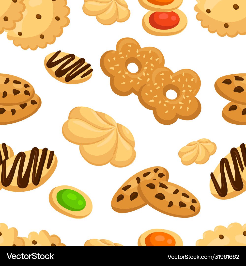 Seamless pattern with different cookies Seamless pattern with different cookies vector image