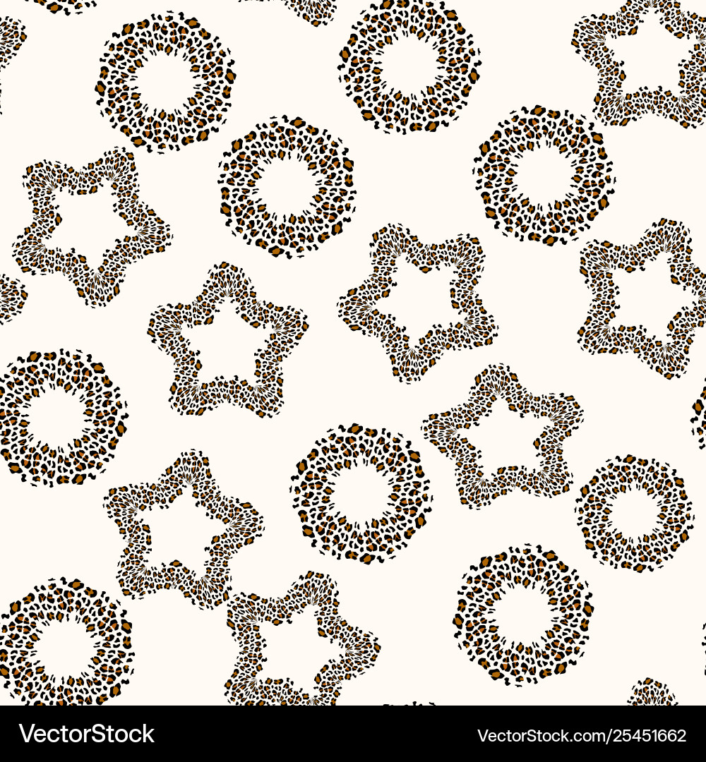 Seamless pattern with leopard stars and circles Seamless pattern with leopard stars and circles vector image