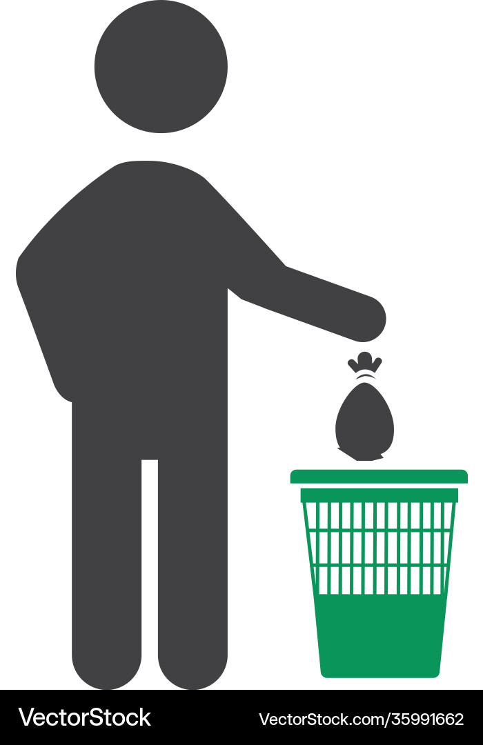 Throw garbage in trash vector image