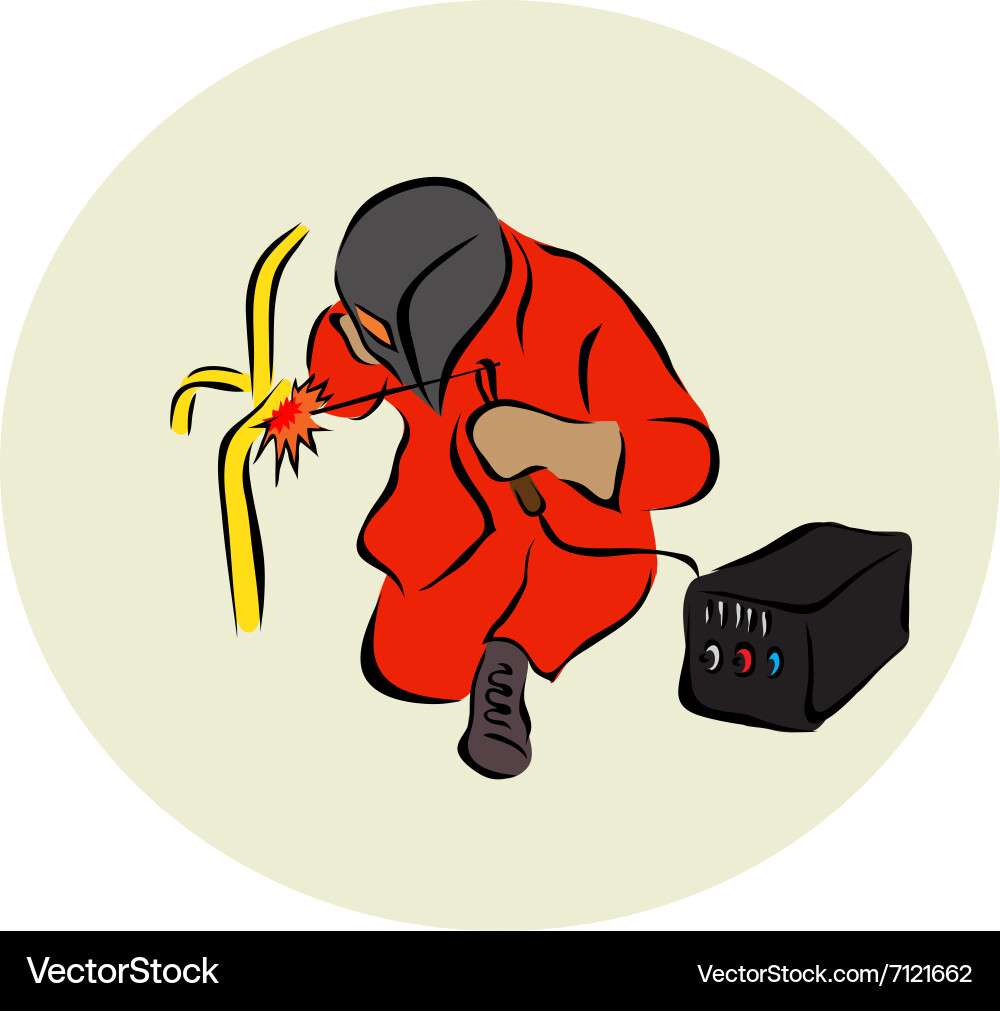 Welder Working with Torch vector image