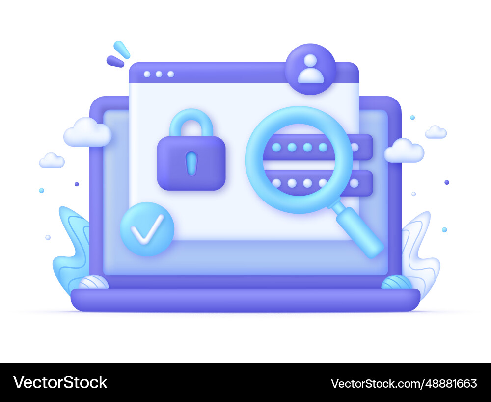 3d computer and protect personal data 3d computer and protect personal data vector image
