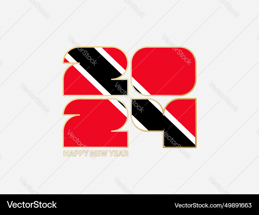 Abstract numbers 2024 with flag of trinidad Vector Image