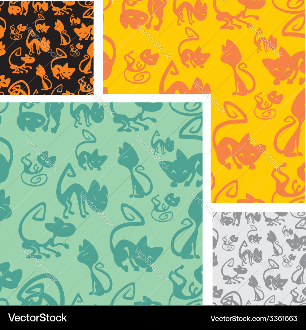 Cats and kittens - seamless pattern set vector image