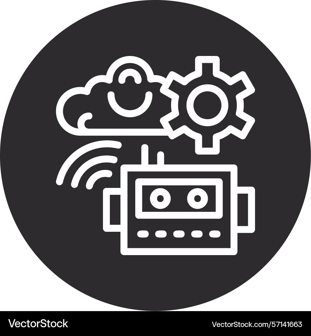 Cognitive robotics inverted circle black vector image