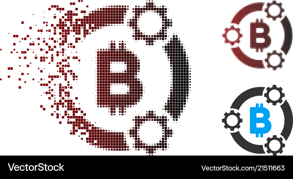 Dissolving pixel halftone bitcoin pool Dissolving pixel halftone bitcoin pool vector image