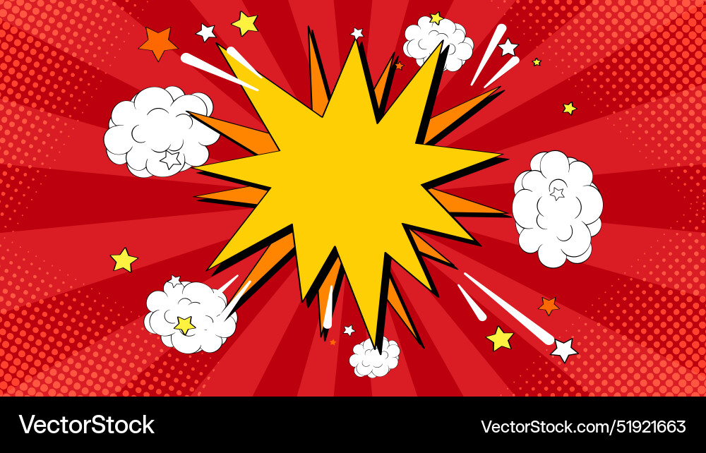 Dynamic explosion with stars and clouds Dynamic explosion with stars and clouds vector image