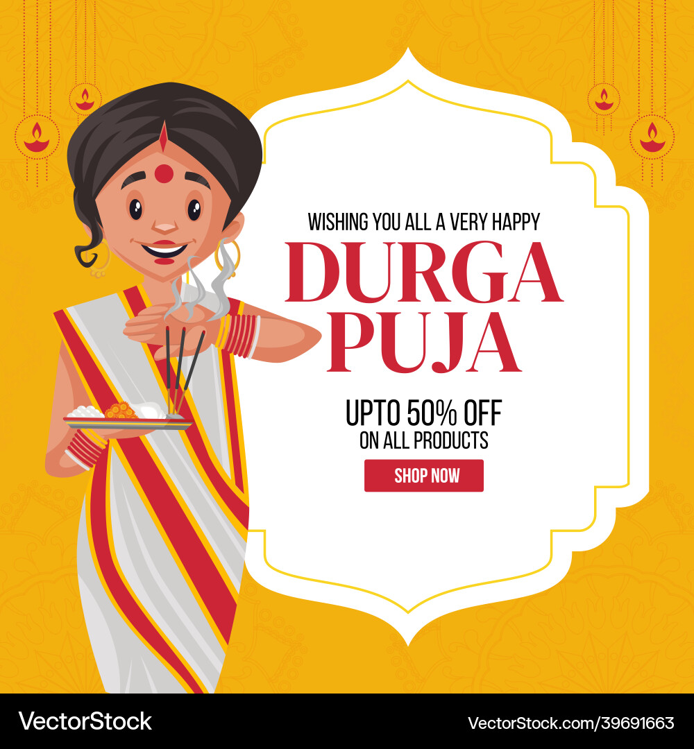 Happy durga puja banner design Happy durga puja banner design Vector Image