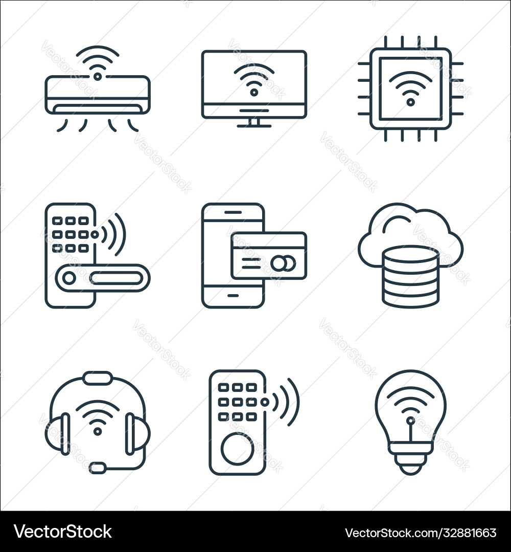 Internet things line icons linear set quality Vector Image