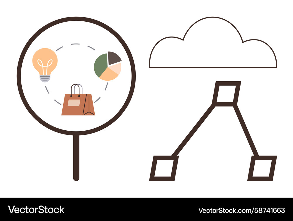 Magnifying glass highlighting data insights with Vector Image
