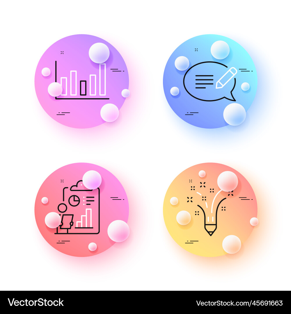 Message report and column chart minimal line Message report and column chart minimal line vector image