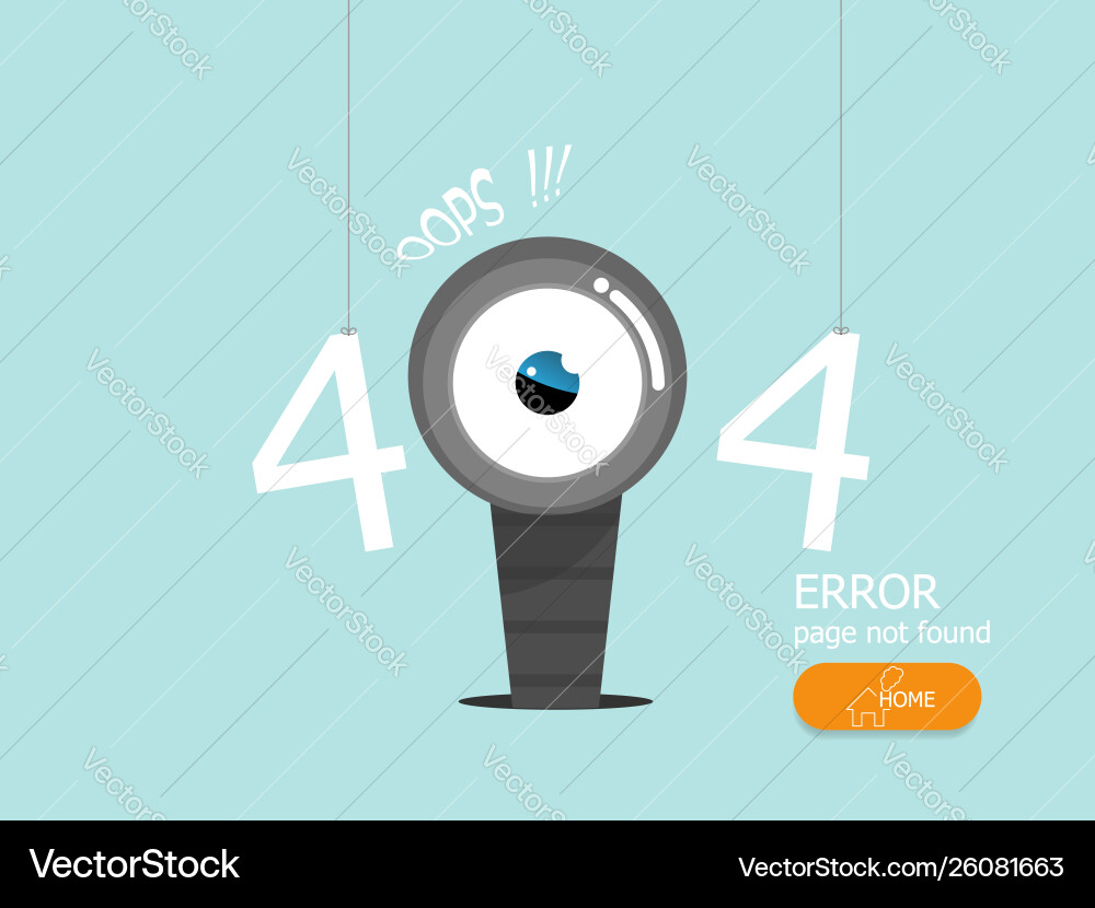 Oops 404 error page not found flat design vector image