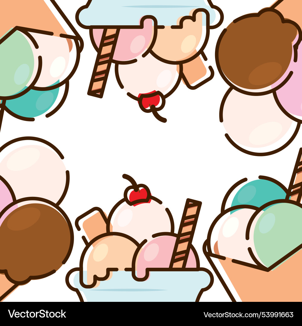 Pattern background with ice cream icons Vector Image