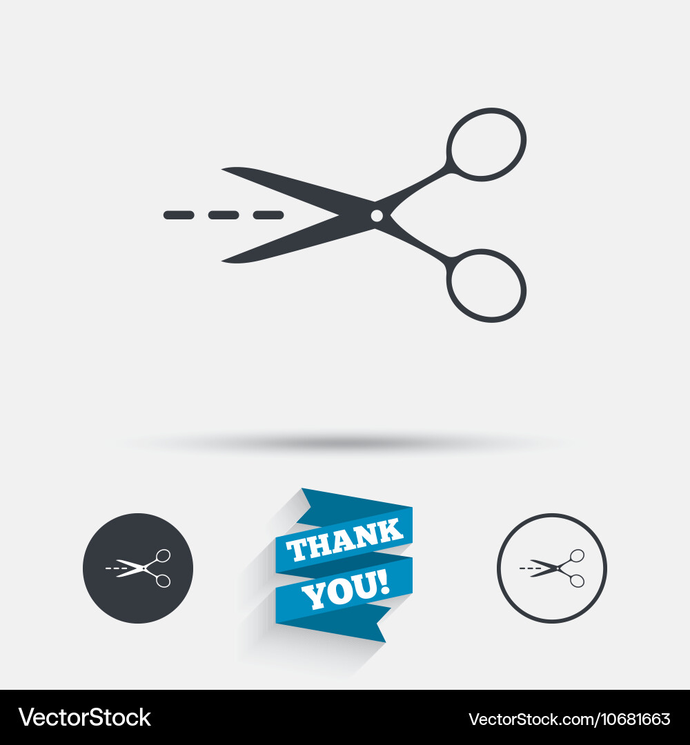 Scissors with Cut Line Icon Vector Image