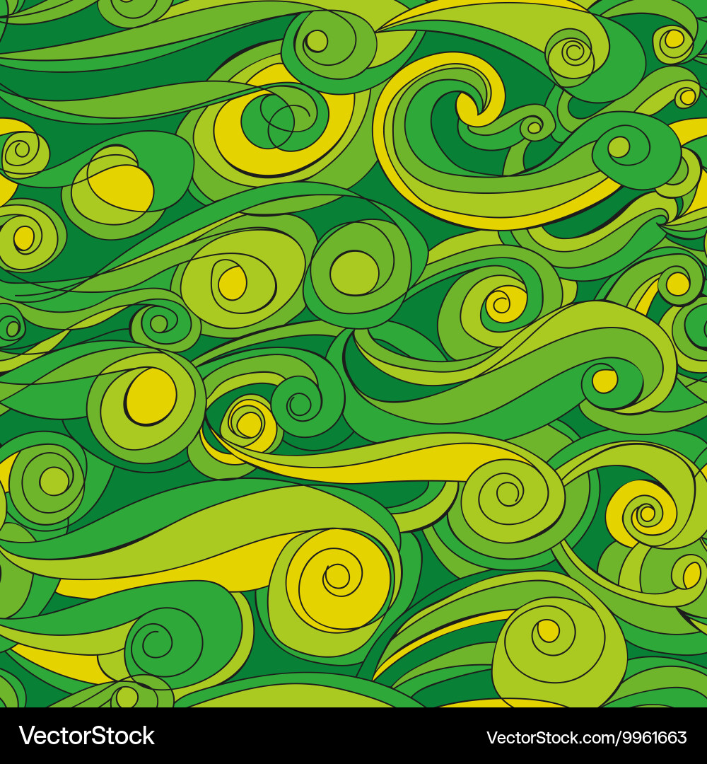 Seamless abstract pattern with green waves Vector Image