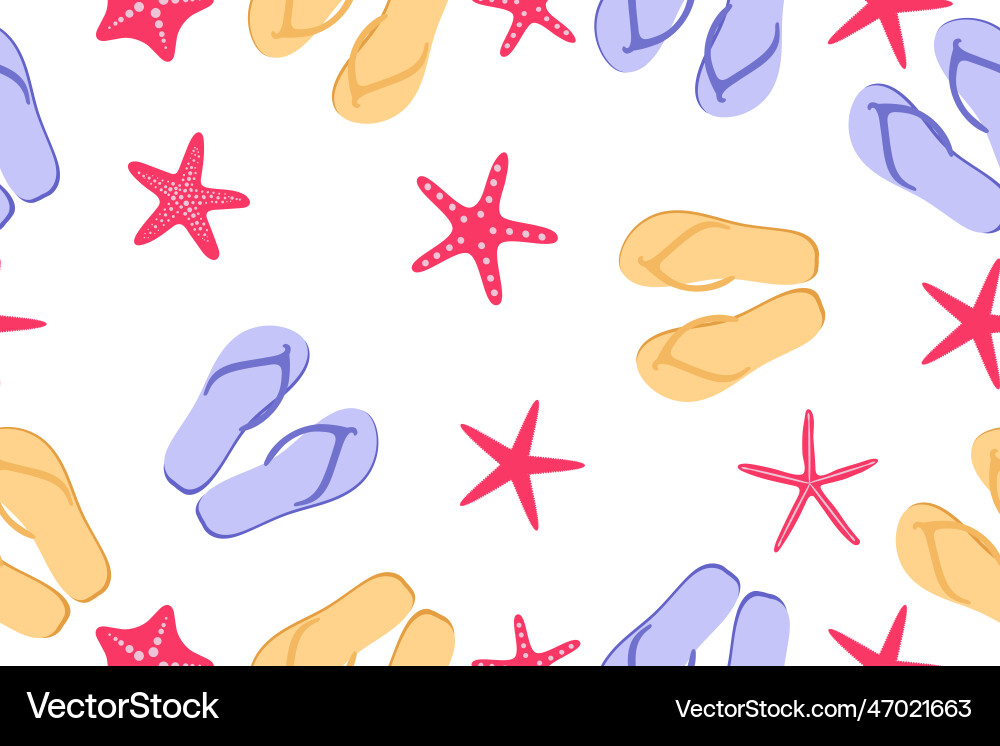 Seamless pattern with contour shale and starfish Seamless pattern with contour shale and starfish vector image