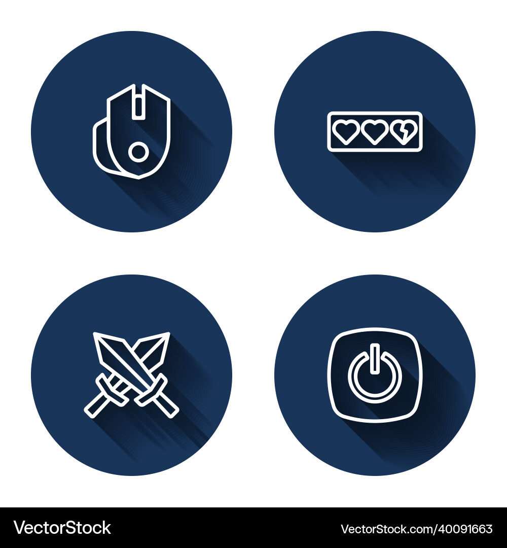 Set line computer mouse game life bar sword Set line computer mouse game life bar sword vector image