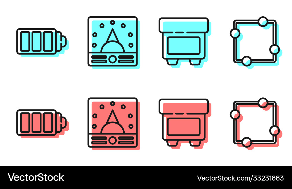 Set line fuse battery charge level indicator Set line fuse battery charge level indicator vector image