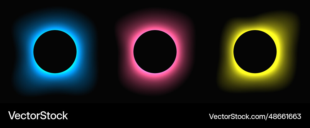 Set of circle illuminate light frames with color vector image