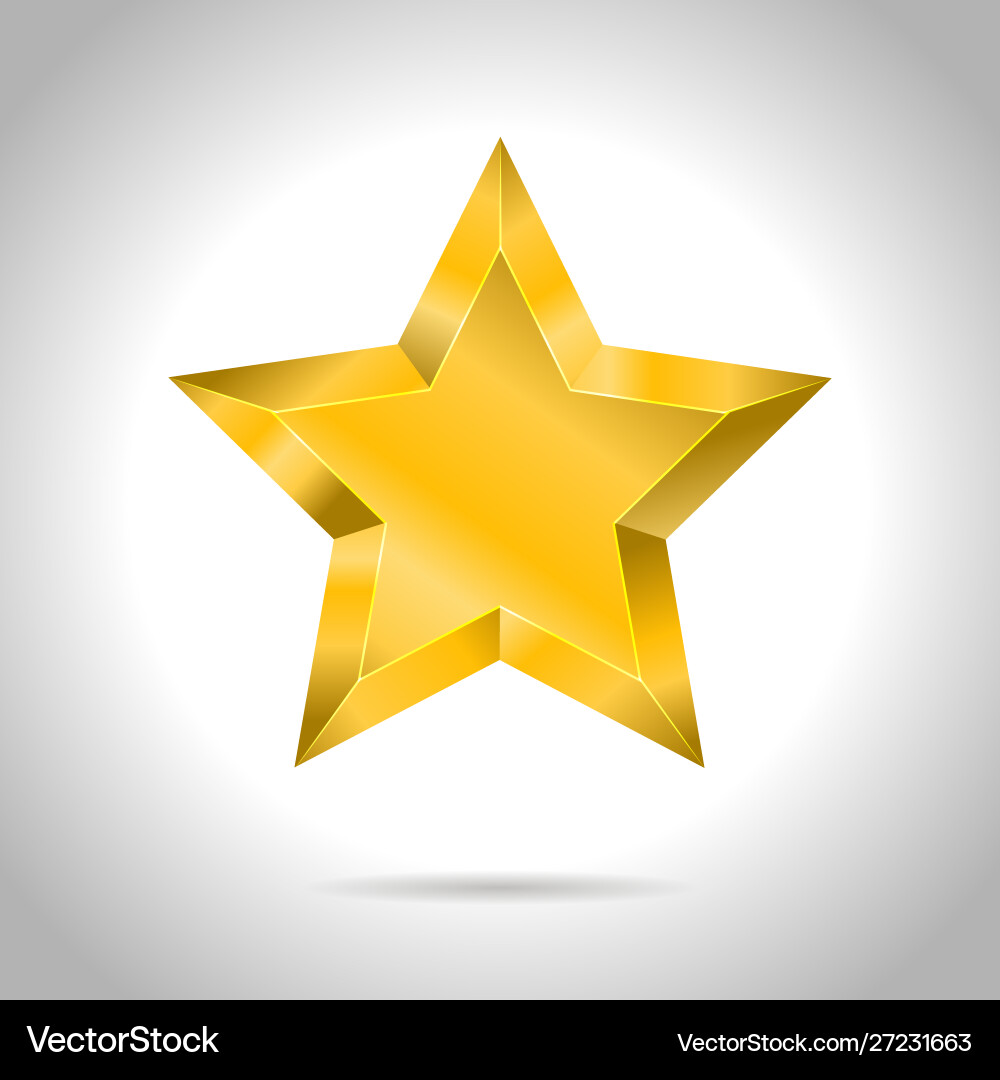 Star realistic metallic golden isolated yellow 3d Star realistic metallic golden isolated yellow 3d vector image
