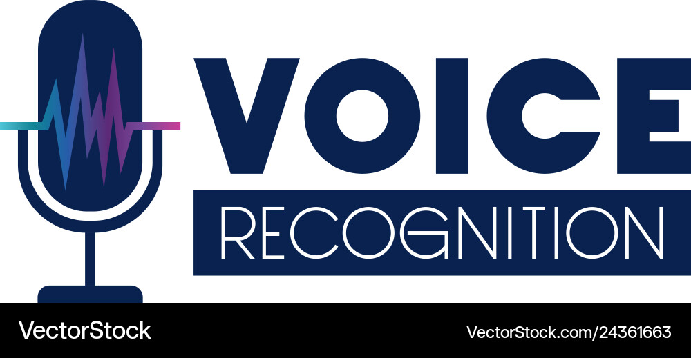 Voice tech label with microphone and sound wave Voice tech label with microphone and sound wave Vector Image
