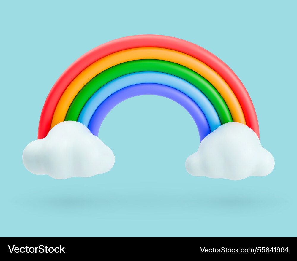 3d rainbow with clouds Royalty Free Vector Image