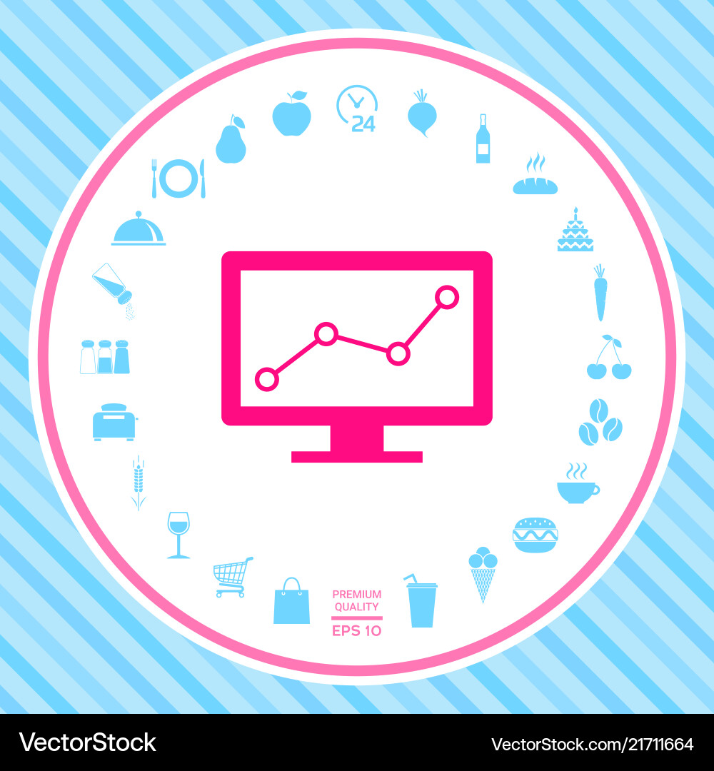 Computer monitors with graph vector image