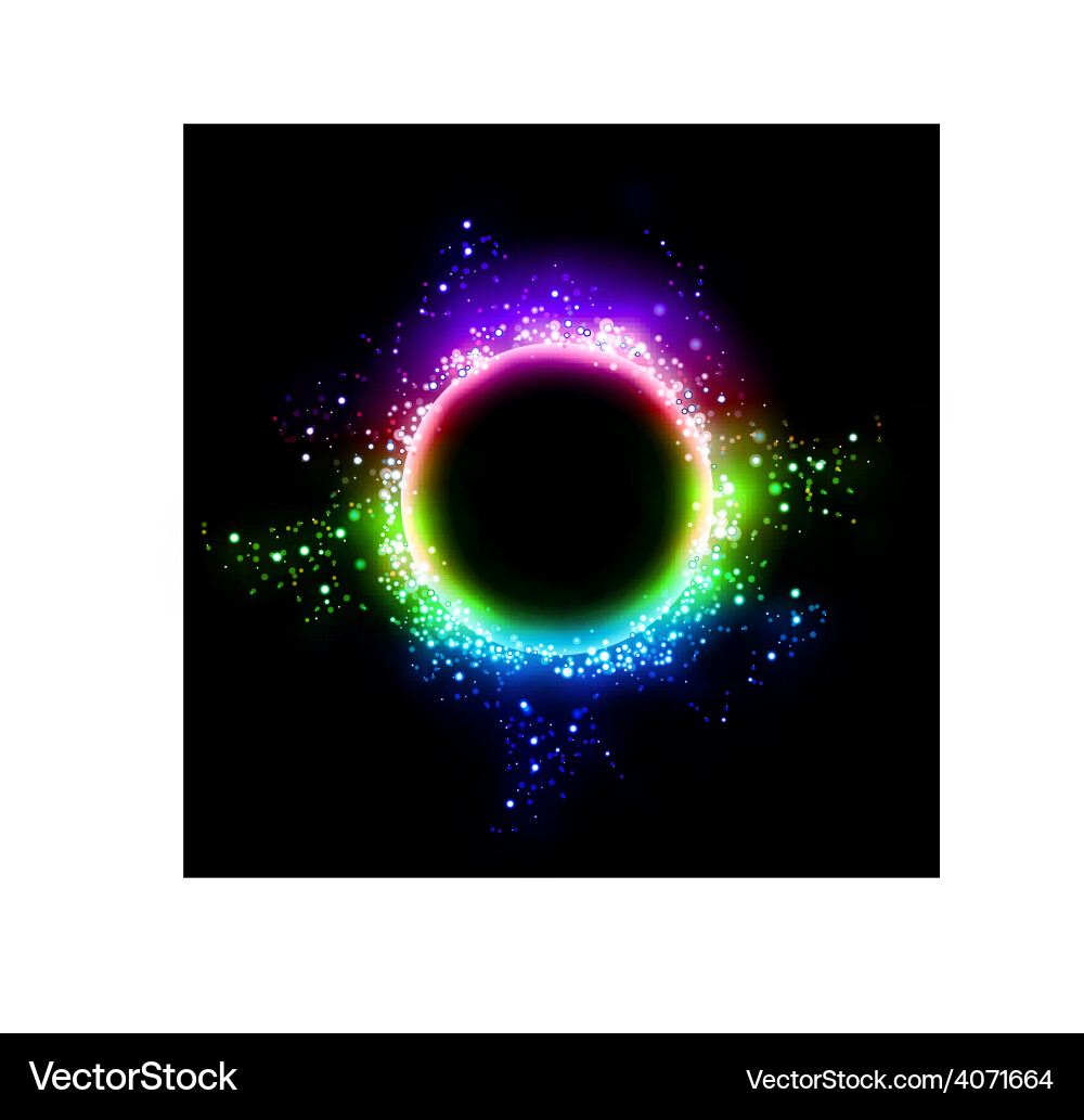 Dark background with shiny round frame vector image