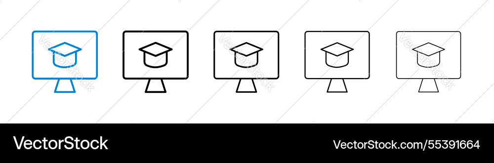 E learning icons in five different stroke sizes Vector Image