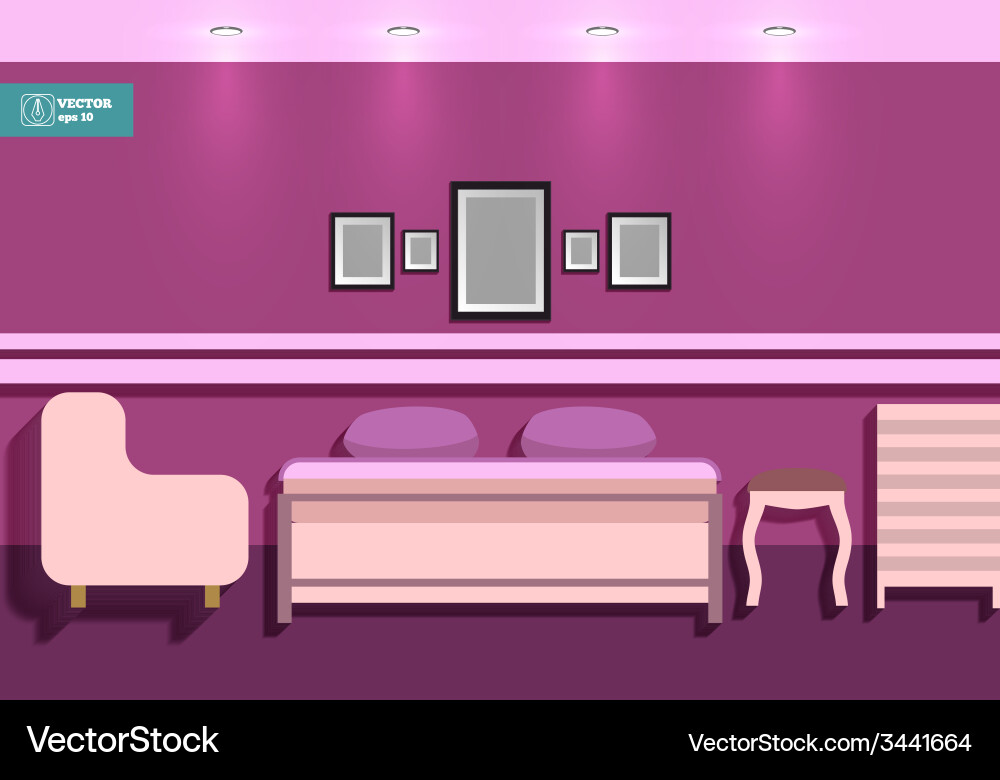 Flat interior bedroom Royalty Free Vector Image