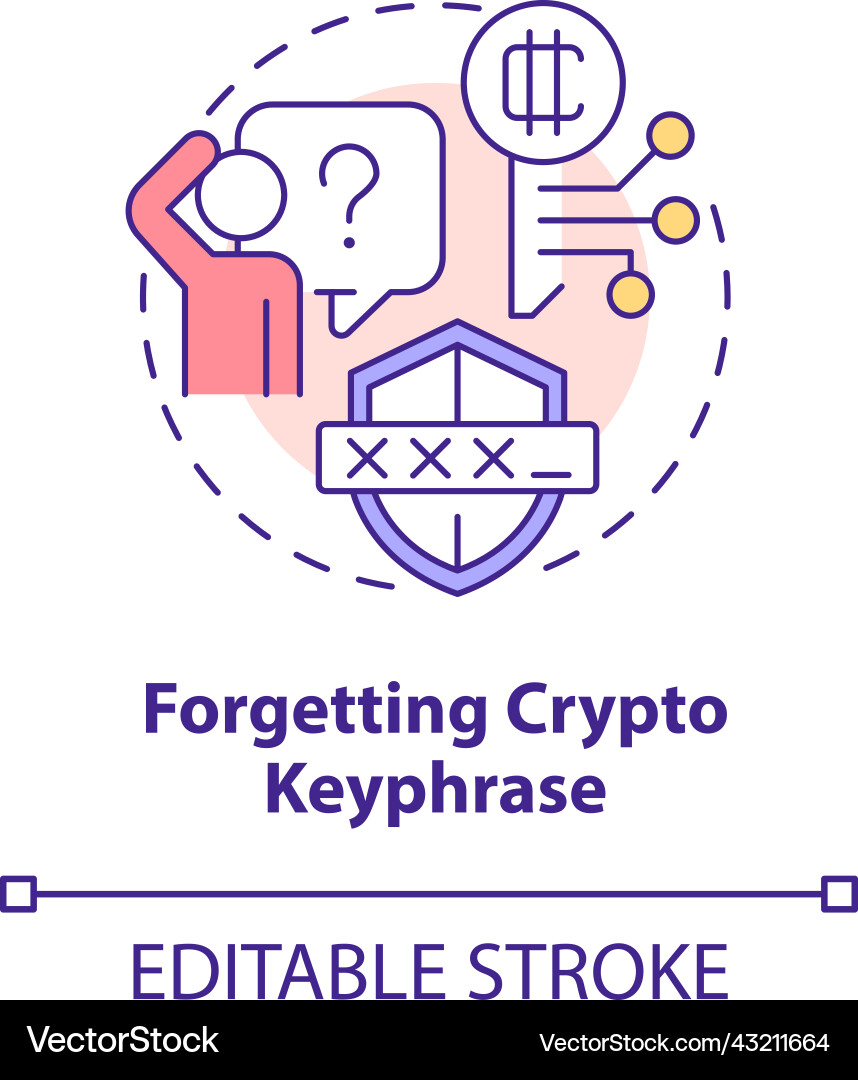 Forgetting crypto keyphrase concept icon Forgetting crypto keyphrase concept icon vector image