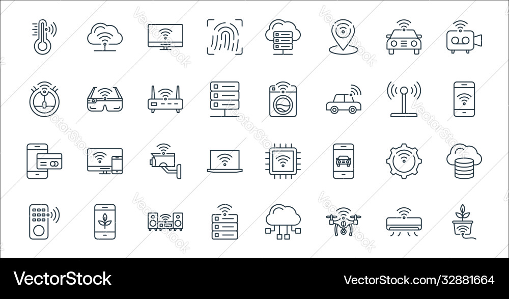 Internet things line icons linear set quality Internet things line icons linear set quality vector image