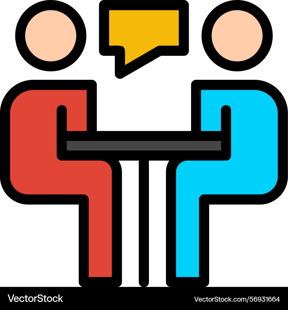 Interview line filled style icon design Vector Image