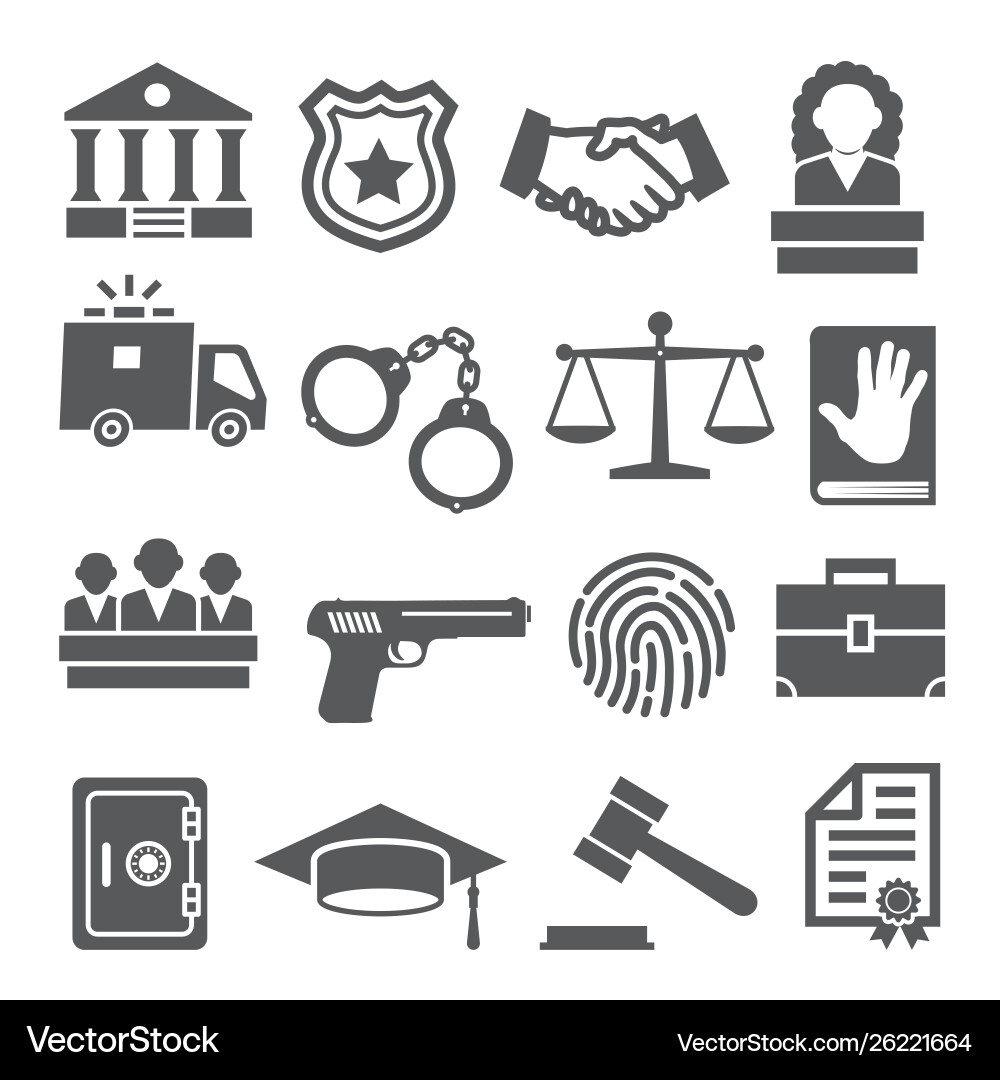 Legal Icon Set - Justice & Law Vector Image