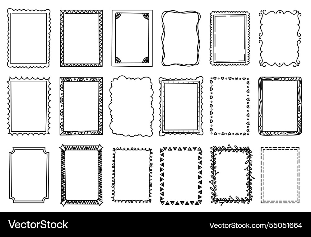 Line doodle frames simple sketch borders for text Line doodle frames simple sketch borders for text vector image